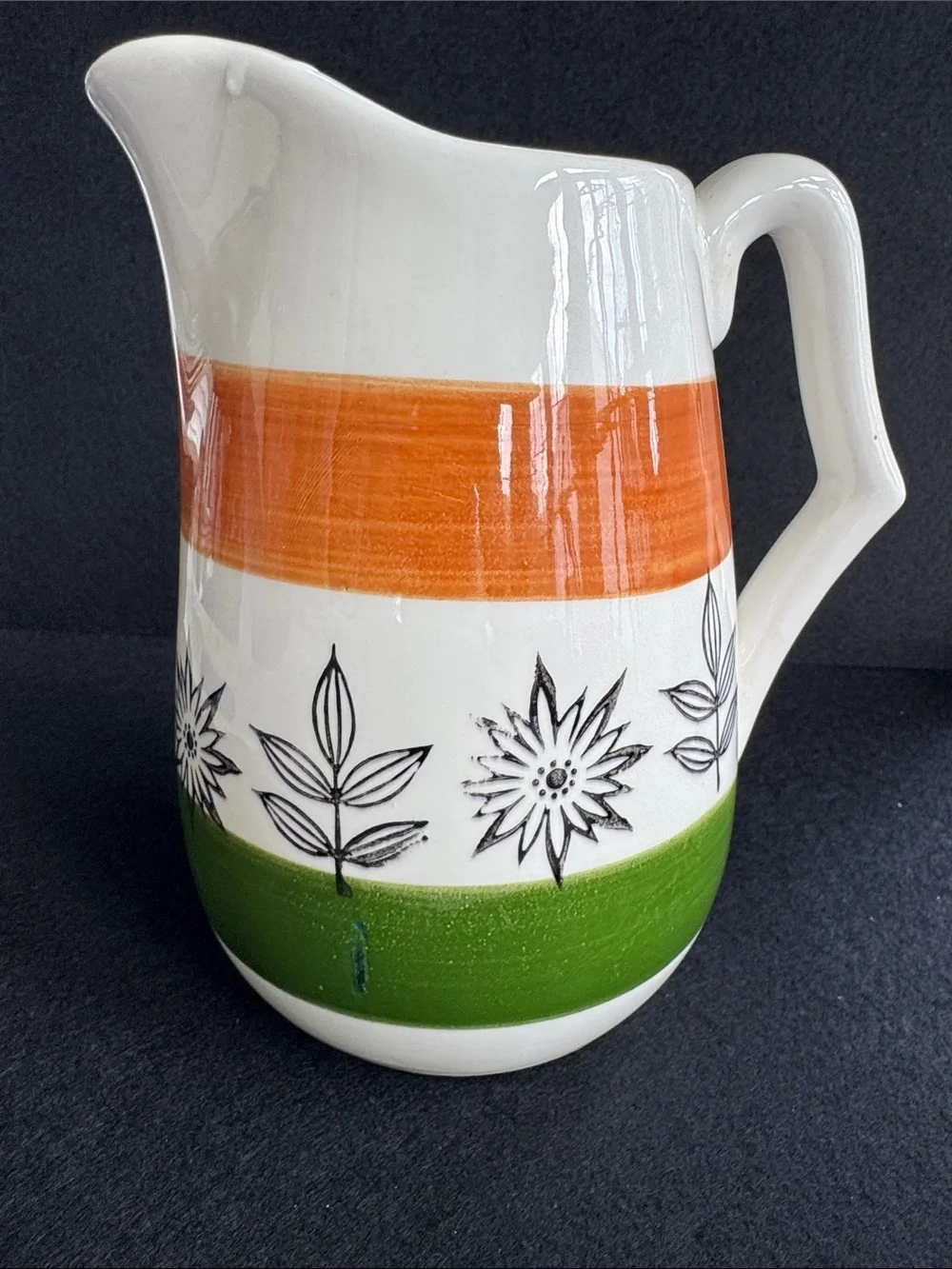 VTG Royal Sealy 1950 MCM Hand Painted Pitcher and 6 Cups Japan